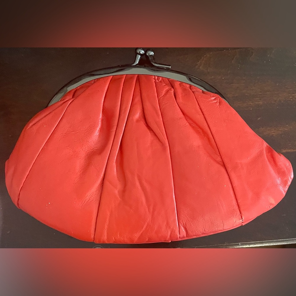 Chic Orange Leather Clutch, Itz Magic Studios (Santa Barbara) Like New